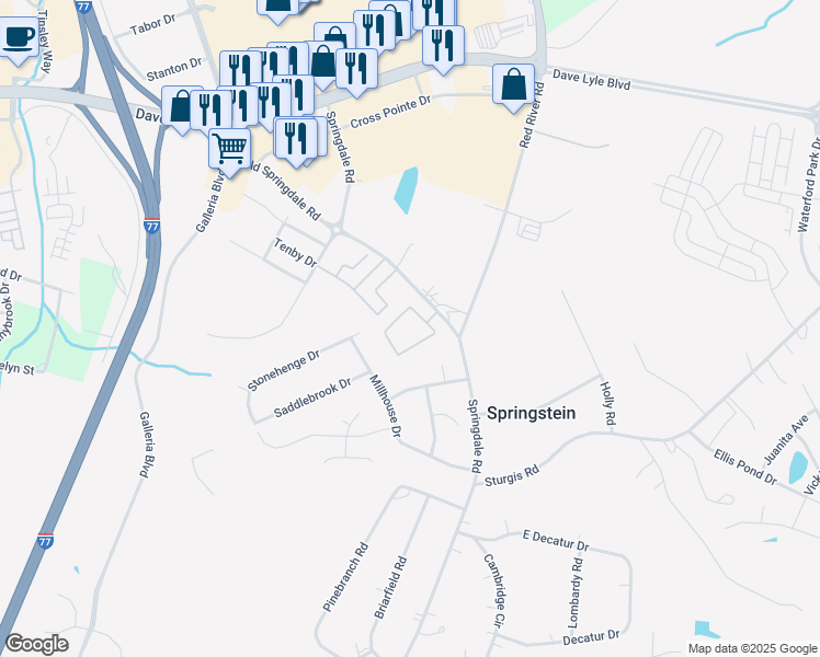 map of restaurants, bars, coffee shops, grocery stores, and more near 202 Burbank Rd in Rock Hill