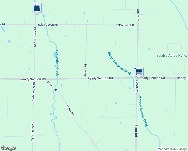 map of restaurants, bars, coffee shops, grocery stores, and more near 1779 Ready Section Road in Toney