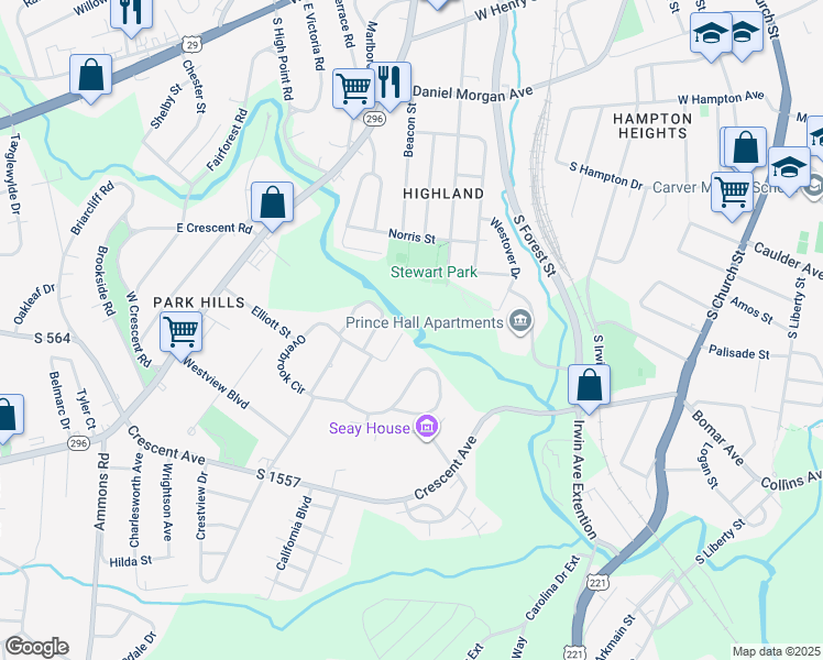 map of restaurants, bars, coffee shops, grocery stores, and more near 411 Yardley Court in Spartanburg