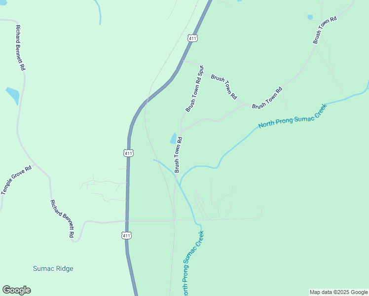 map of restaurants, bars, coffee shops, grocery stores, and more near 594 Brush Town Road in Crandall