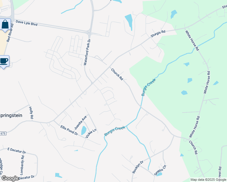 map of restaurants, bars, coffee shops, grocery stores, and more near 1333 Springwood Lane in Rock Hill