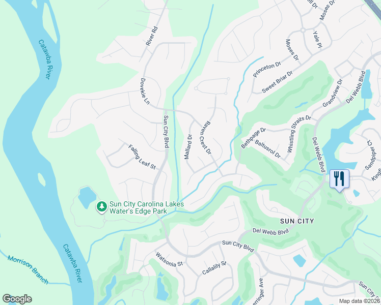 map of restaurants, bars, coffee shops, grocery stores, and more near 19150 Mallard Drive in Indian Land