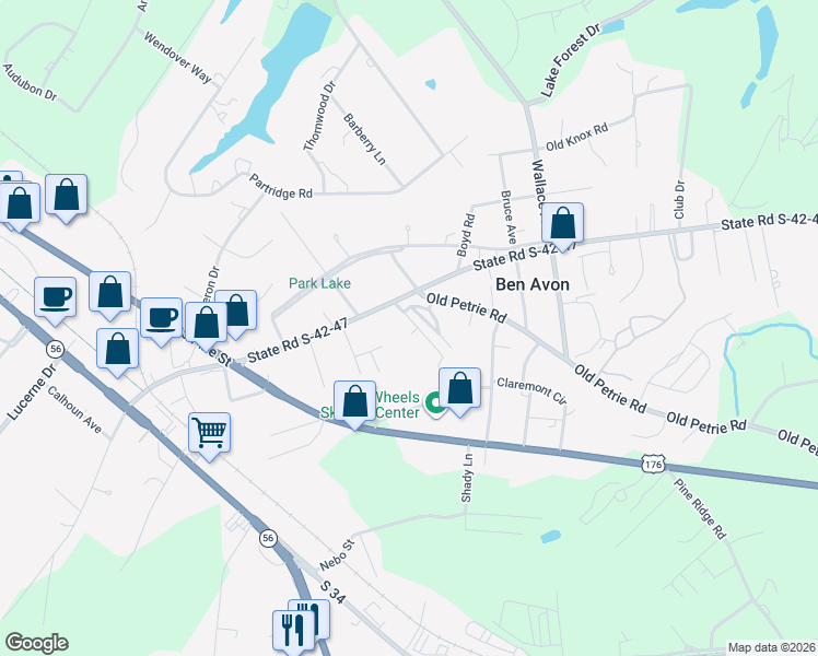 map of restaurants, bars, coffee shops, grocery stores, and more near 2273 Middle Drive in Spartanburg