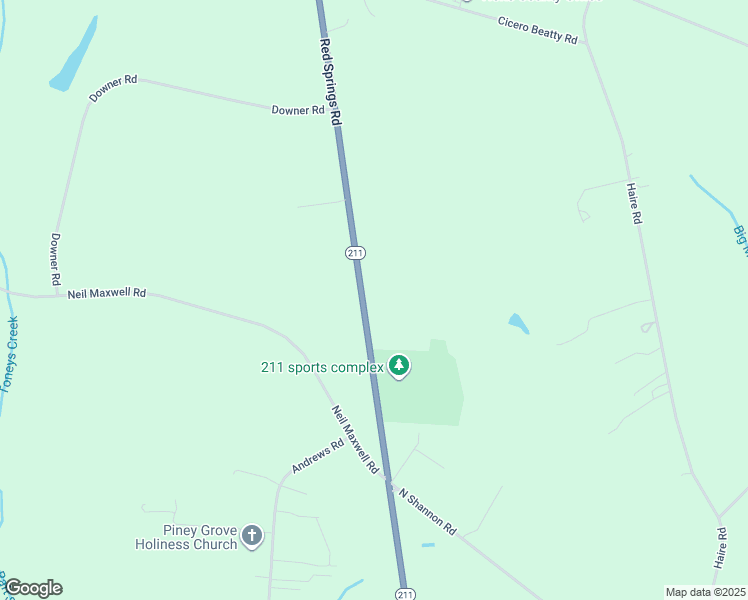 map of restaurants, bars, coffee shops, grocery stores, and more near 2999 Red Springs Road in Shannon