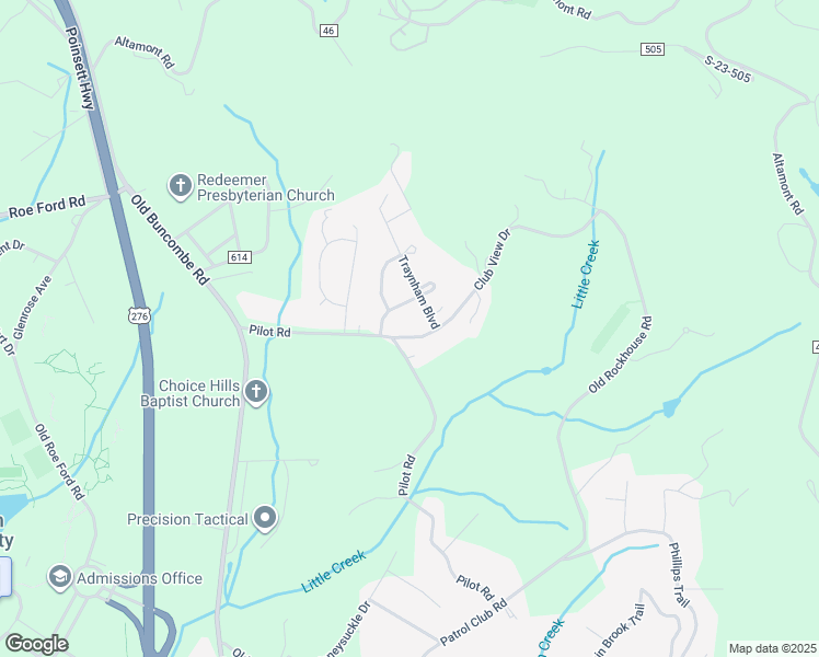 map of restaurants, bars, coffee shops, grocery stores, and more near 1 Club View Drive in Greenville