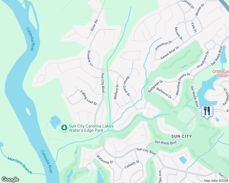 map of restaurants, bars, coffee shops, grocery stores, and more near 19150 Mallard Drive in Indian Land