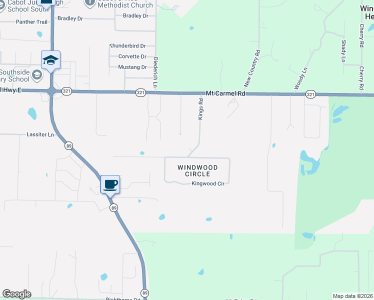 map of restaurants, bars, coffee shops, grocery stores, and more near 876 Kingwood Circle in Cabot