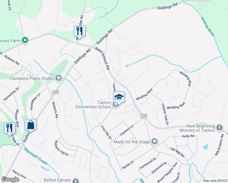 map of restaurants, bars, coffee shops, grocery stores, and more near 10 Tanner Road in Taylors