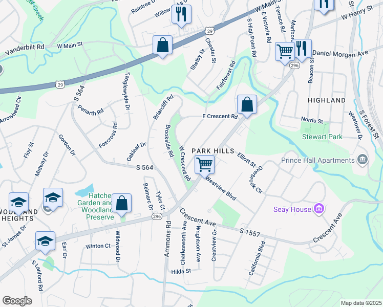 map of restaurants, bars, coffee shops, grocery stores, and more near 146 White Oak Road in Spartanburg