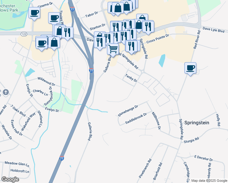 map of restaurants, bars, coffee shops, grocery stores, and more near 808 Cullybackey Drive in Rock Hill