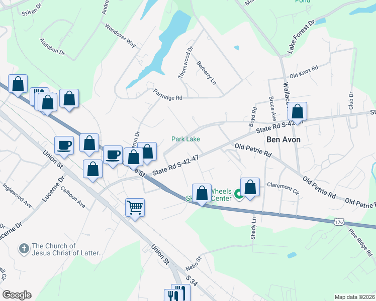 map of restaurants, bars, coffee shops, grocery stores, and more near 2229 Avondale Drive in Spartanburg