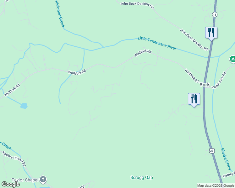 map of restaurants, bars, coffee shops, grocery stores, and more near 45-47 Rock Hill Lane in Rabun