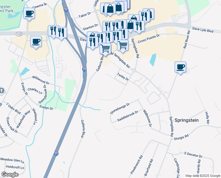 map of restaurants, bars, coffee shops, grocery stores, and more near 272 Ballintoy Lane in Rock Hill