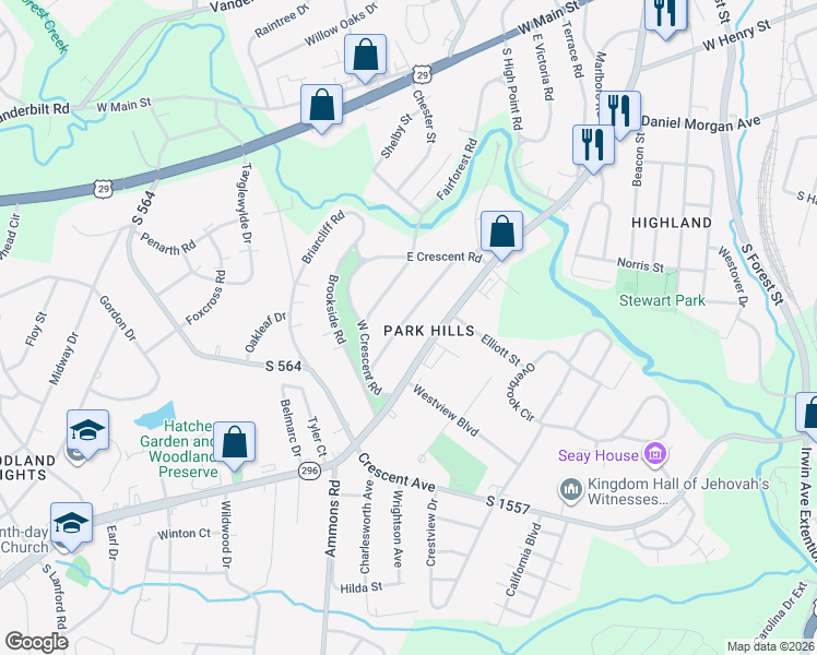 map of restaurants, bars, coffee shops, grocery stores, and more near 129 White Oak Road in Spartanburg