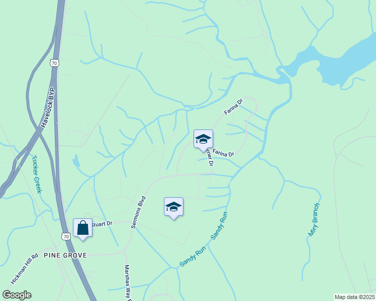 map of restaurants, bars, coffee shops, grocery stores, and more near 112 Farina Drive in Havelock