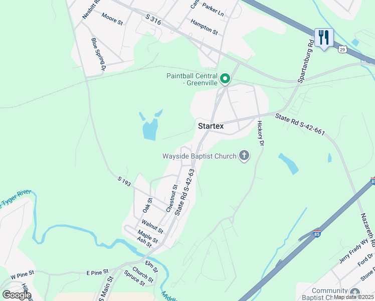 map of restaurants, bars, coffee shops, grocery stores, and more near 66 Park Street in Inman
