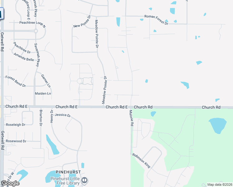 map of restaurants, bars, coffee shops, grocery stores, and more near 5124 Meadow Pointe Drive in Southaven