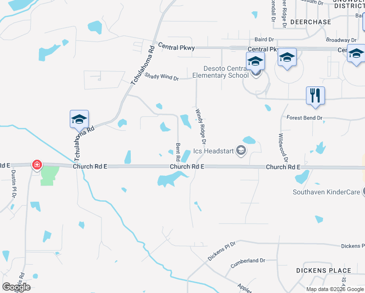 map of restaurants, bars, coffee shops, grocery stores, and more near 5100 Bent Road in Southaven