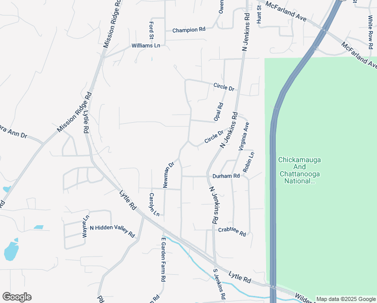 map of restaurants, bars, coffee shops, grocery stores, and more near 2 Newman Drive in Rossville