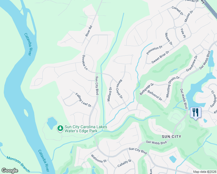 map of restaurants, bars, coffee shops, grocery stores, and more near 19202 Mallard Drive in Indian Land