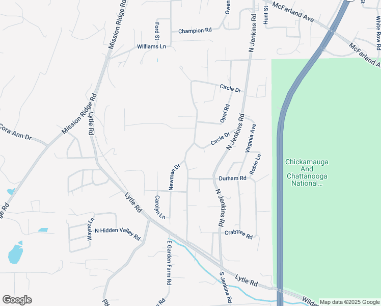 map of restaurants, bars, coffee shops, grocery stores, and more near 2 Newman Drive in Rossville