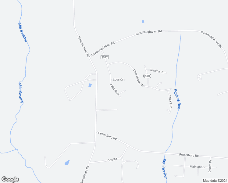 map of restaurants, bars, coffee shops, grocery stores, and more near 134 Killis Boulevard in Richlands