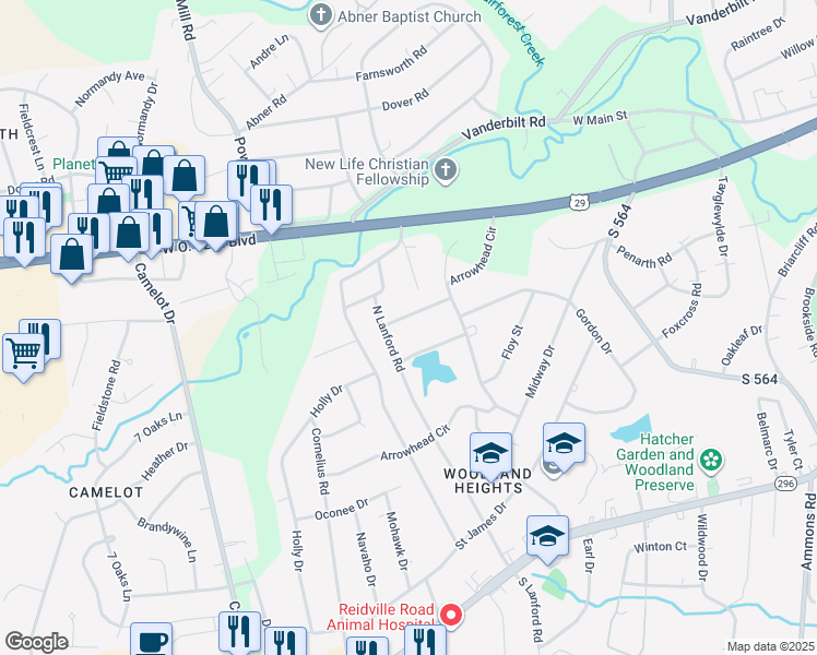 map of restaurants, bars, coffee shops, grocery stores, and more near 211 Anthony Road in Spartanburg
