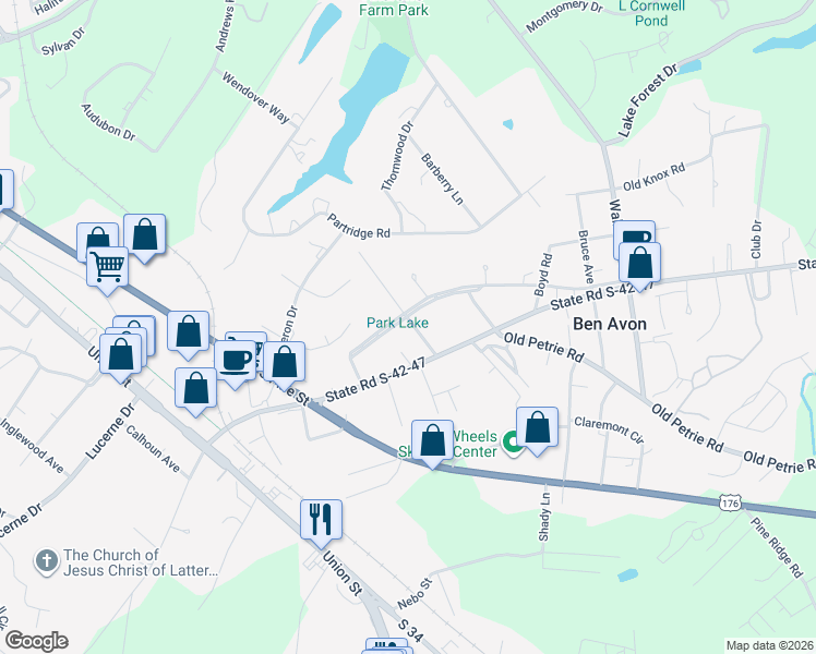 map of restaurants, bars, coffee shops, grocery stores, and more near 2229 Avondale Dr in Spartanburg
