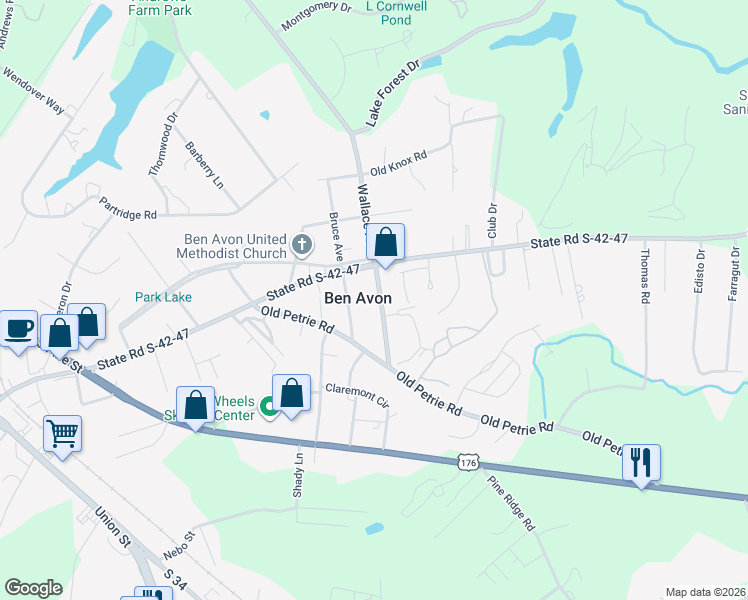 map of restaurants, bars, coffee shops, grocery stores, and more near 2409 Andrews Road in Spartanburg