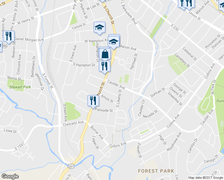 map of restaurants, bars, coffee shops, grocery stores, and more near 148 E Columbia Ave in Spartanburg