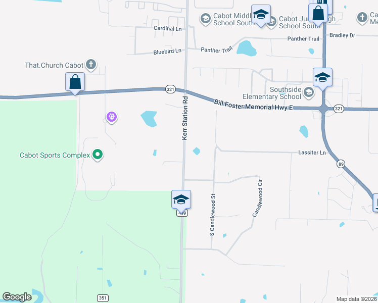 map of restaurants, bars, coffee shops, grocery stores, and more near 3215 Kerr Station Road in Cabot