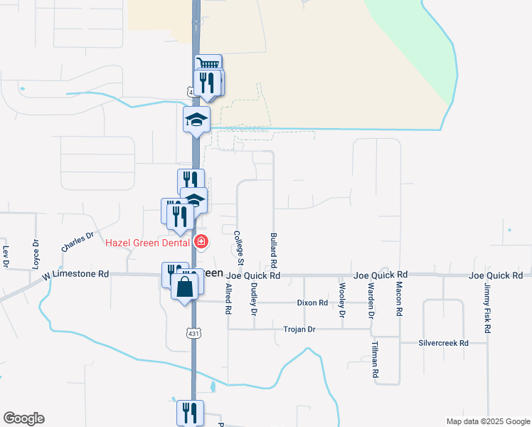map of restaurants, bars, coffee shops, grocery stores, and more near 118 Bullard Road in Hazel Green