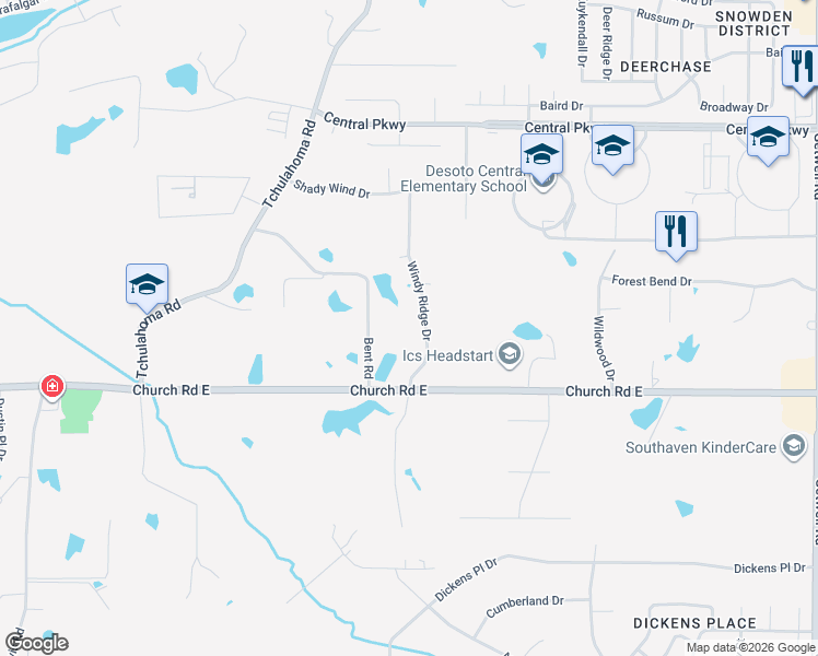 map of restaurants, bars, coffee shops, grocery stores, and more near 5100 Bent Road in Southaven