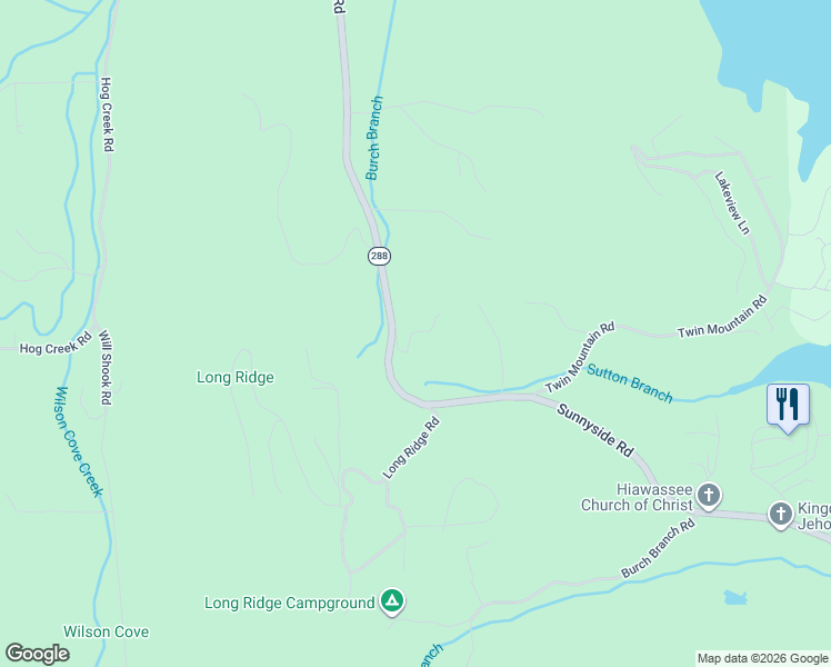 map of restaurants, bars, coffee shops, grocery stores, and more near 1268-1148 Shadow Mountain Drive in Hiawassee