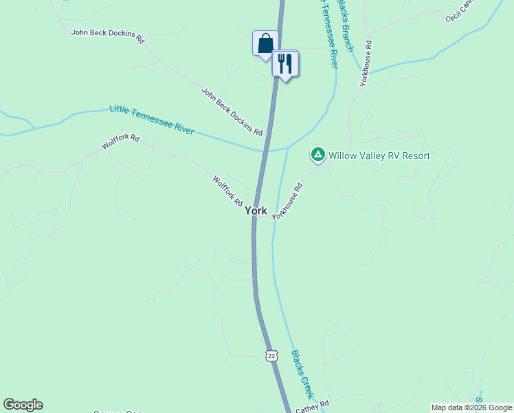 map of restaurants, bars, coffee shops, grocery stores, and more near in Rabun County