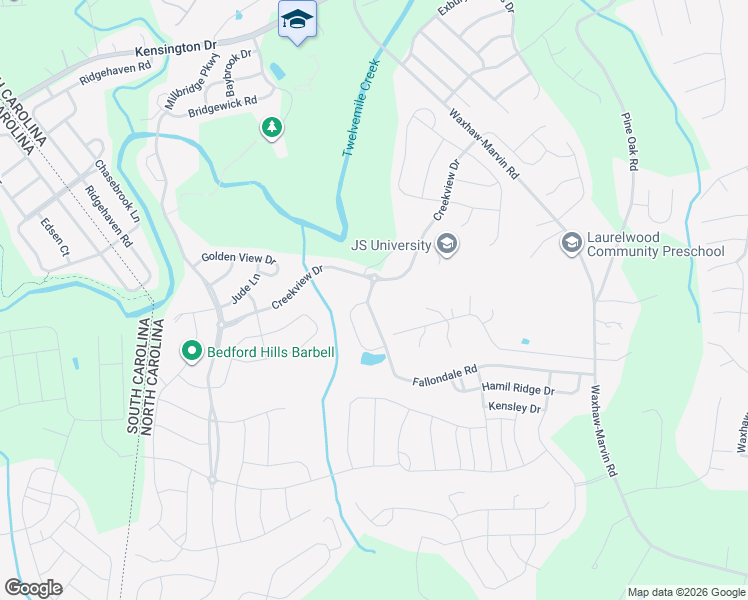 map of restaurants, bars, coffee shops, grocery stores, and more near 8004 Fallondale Road in Waxhaw
