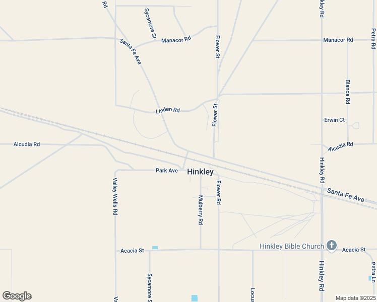 map of restaurants, bars, coffee shops, grocery stores, and more near Santa Fe Avenue in Hinkley