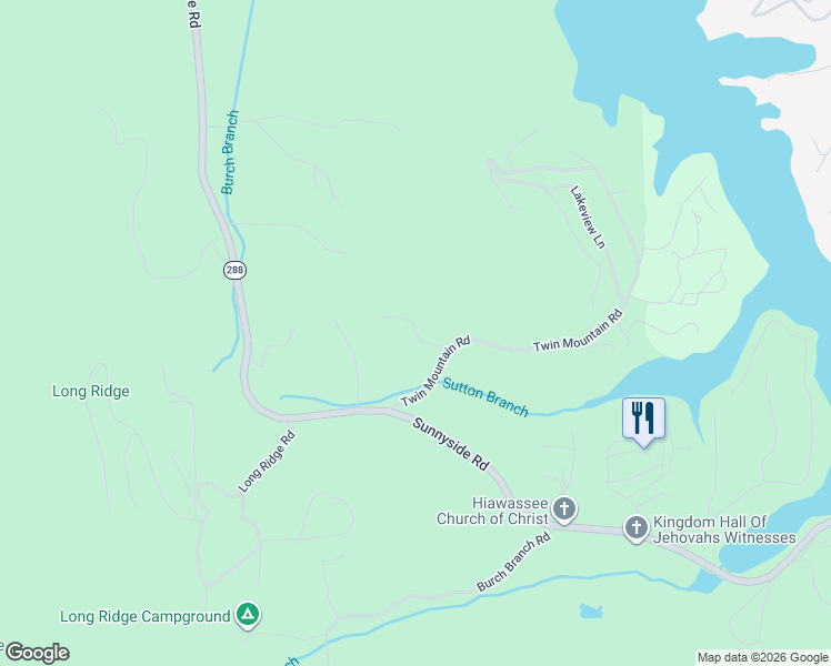 map of restaurants, bars, coffee shops, grocery stores, and more near 899-893 Bauer Road in Hiawassee