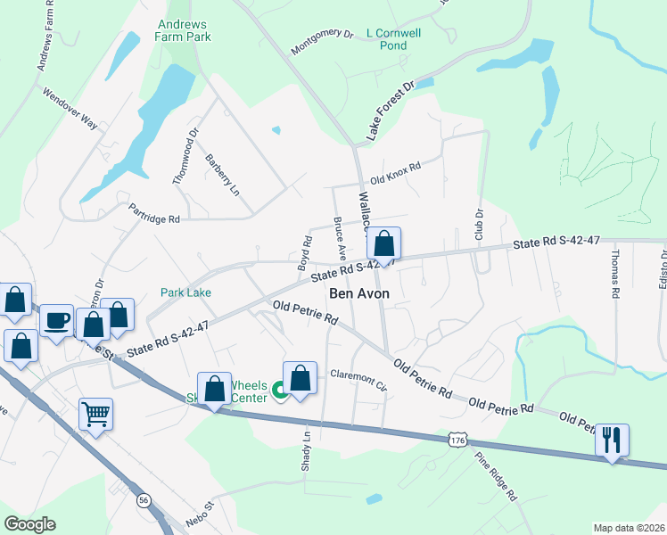 map of restaurants, bars, coffee shops, grocery stores, and more near 2301 Bruce Avenue in Spartanburg