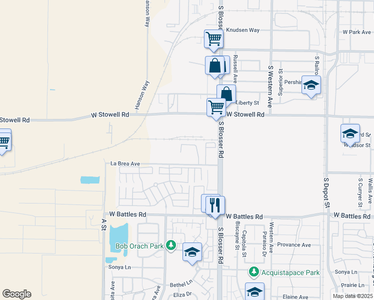 map of restaurants, bars, coffee shops, grocery stores, and more near 1200 La Brea Avenue in Santa Maria