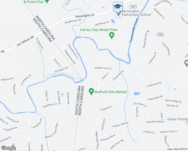 map of restaurants, bars, coffee shops, grocery stores, and more near 1608 Millbridge Parkway in Waxhaw