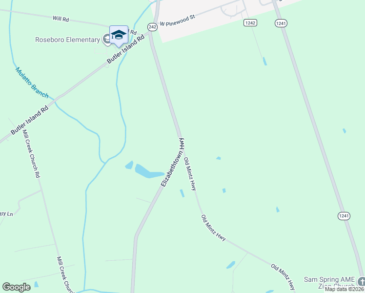 map of restaurants, bars, coffee shops, grocery stores, and more near 1682 Elizabethtown Highway in Roseboro