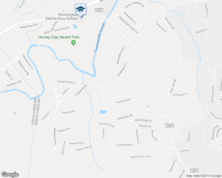 map of restaurants, bars, coffee shops, grocery stores, and more near 2685 Creekview Drive in Waxhaw