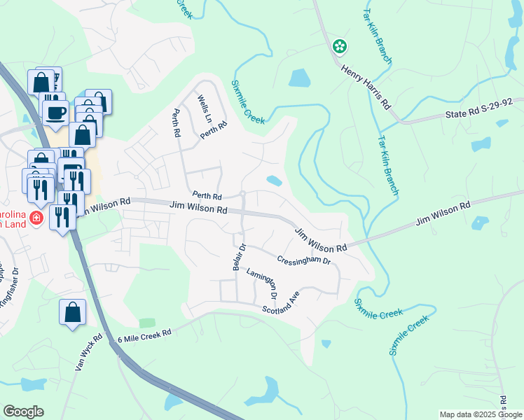 map of restaurants, bars, coffee shops, grocery stores, and more near 3025 Angle Carrie Lane in Indian Land