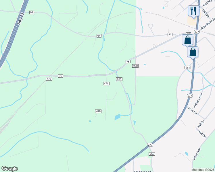 map of restaurants, bars, coffee shops, grocery stores, and more near 106 County Road 476 in Bridgeport