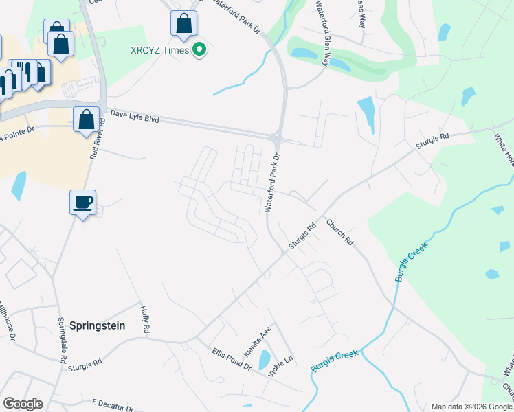 map of restaurants, bars, coffee shops, grocery stores, and more near 146 Waterford Park Drive in Rock Hill