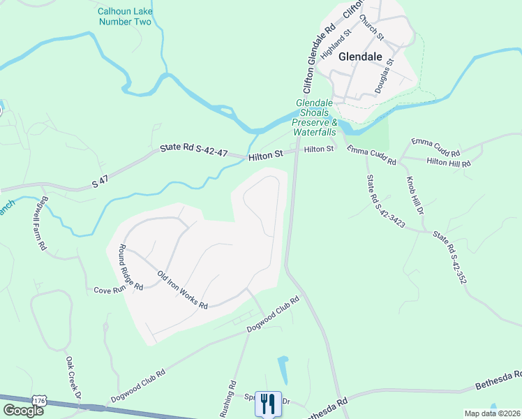 map of restaurants, bars, coffee shops, grocery stores, and more near 535 Old Iron Works Road in Spartanburg