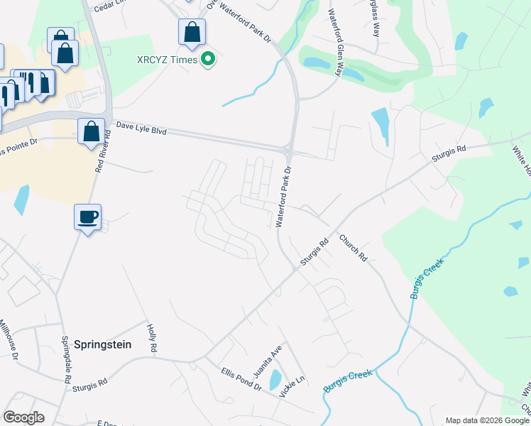 map of restaurants, bars, coffee shops, grocery stores, and more near 146 Waterford Park Drive in Rock Hill