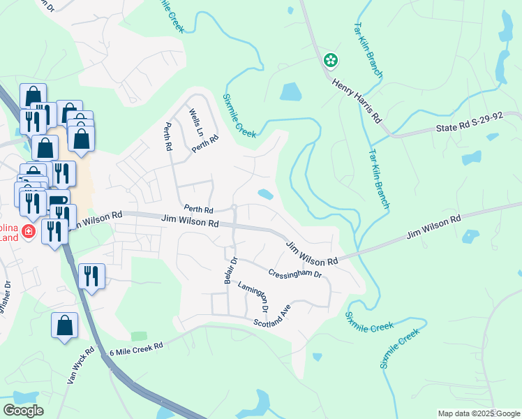 map of restaurants, bars, coffee shops, grocery stores, and more near 3025 Angle Carrie Lane in Indian Land