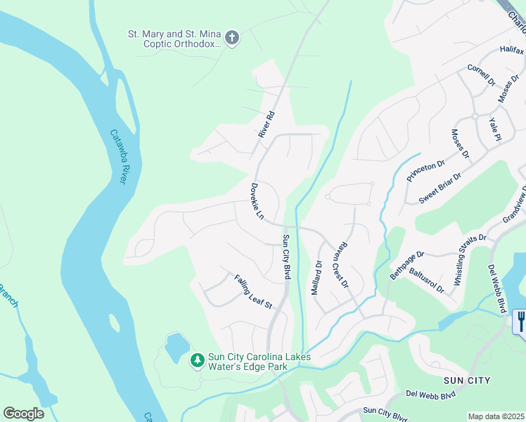 map of restaurants, bars, coffee shops, grocery stores, and more near 5041 Blossom Point Drive in Indian Land